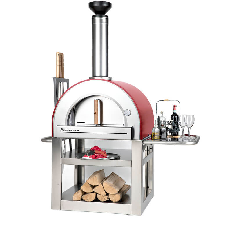 Forno Venetzia Pronto 500 Portable Outdoor Wood-Fired Pizza Oven | Dual Stainless Steel Shelf Storage