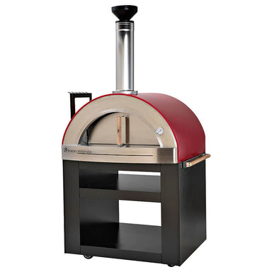 Forno Venetzia Torino 300 Portable Outdoor Wood-Fired Pizza Oven | In Red with Black Portable Cart