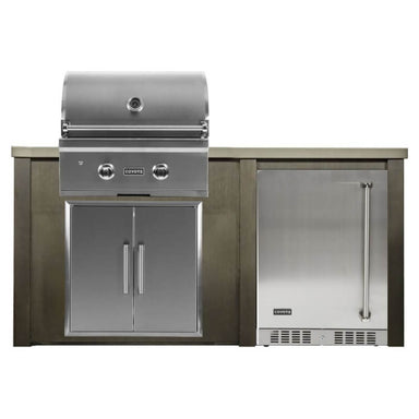 Haven 5.5 Ft. Outdoor Kitchen Island w/ Coyote C-Series 28-Inch Grill, Double Access Door & 24-Inch Refrigerator - Antique Bronze | Left Hinge