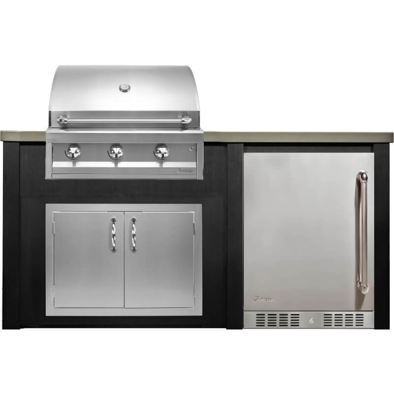 Haven 6 Ft. Outdoor Kitchen Island | Artisan Series Grill, Double Door, Left Side Fridge