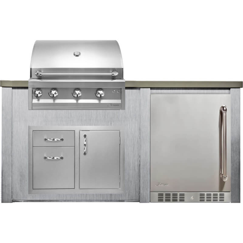 Haven 6 Ft. Outdoor Kitchen Island | Artisan Professional Grill, Combo, & Left Side Fridge