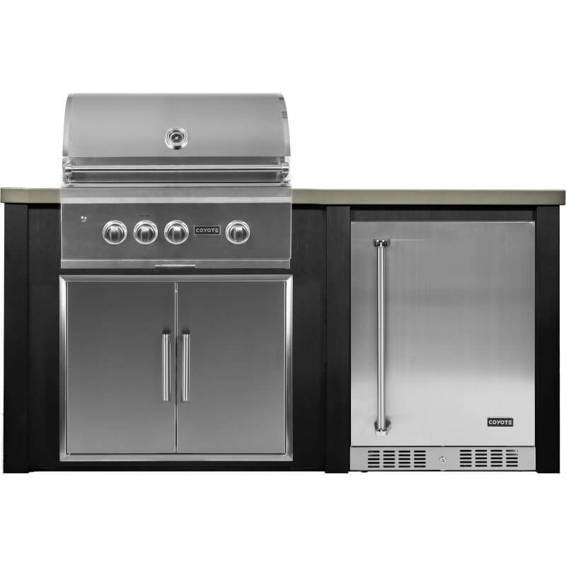 Haven 6 Ft. Outdoor Kitchen Island | Coyote S Series Grill, Double Door, & Coyote Right Hinge Refrigerator 
