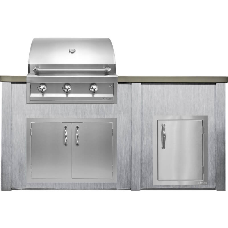 Haven 6 Ft. Outdoor Kitchen Island | Artisan Series Grill, Double Door, Right Single Door