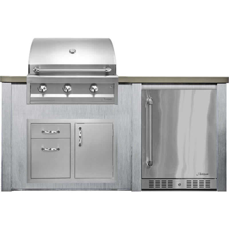 Haven 6 Ft. Outdoor Kitchen Island | Artisan Series Grill, Combo, & Right Side Fridge
