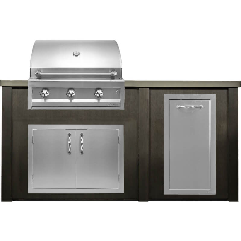 Haven 6 Ft. Outdoor Kitchen Island | American Eagle Grill, Double Door, Trash Drawer