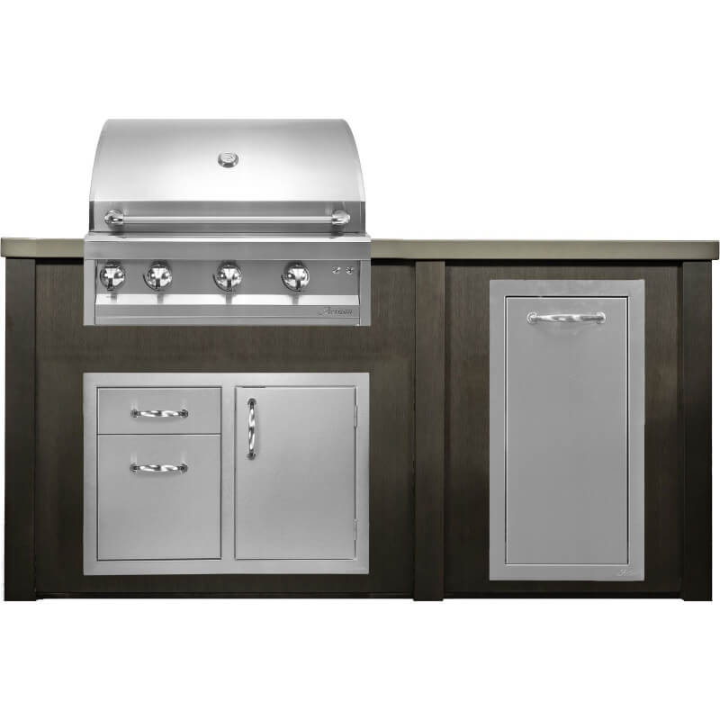 Haven 6 Ft. Outdoor Kitchen Island | Professional Grill, Combo, Trash Drawer