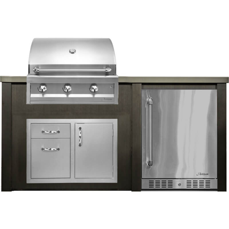 Haven 6 Ft. Outdoor Kitchen Island | American Eagle Grill, Combo, Right Hinge Fridge