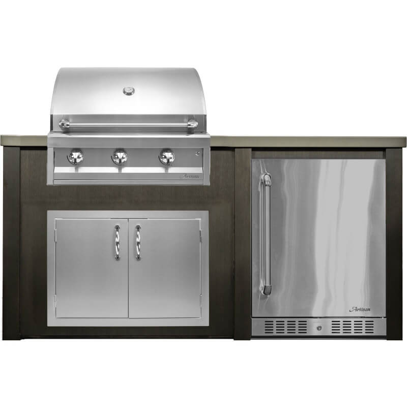 Haven 6 Ft. Outdoor Kitchen Island | American Eagle Grill, Double Door, Right Hinge Fridge