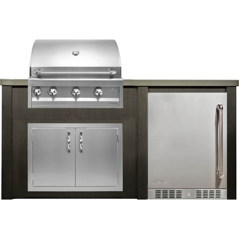 Haven 6 Ft. Outdoor Kitchen Island | Professional Grill, Double Door, Left Hinge Fridge