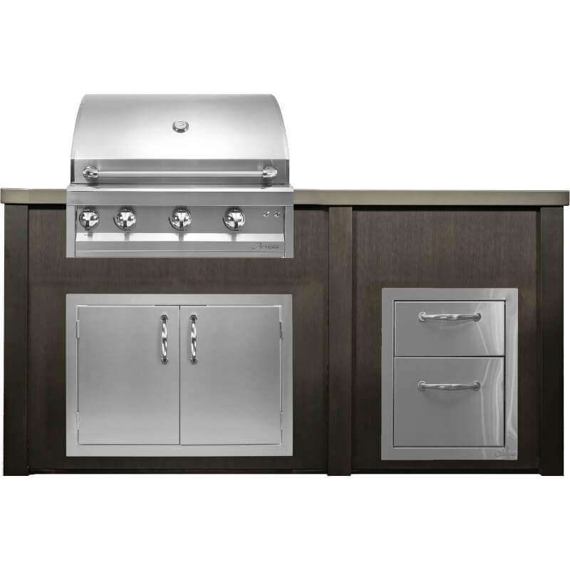 Haven 6 Ft. Outdoor Kitchen Island | Professional Grill, Double Door, & Double Drawer