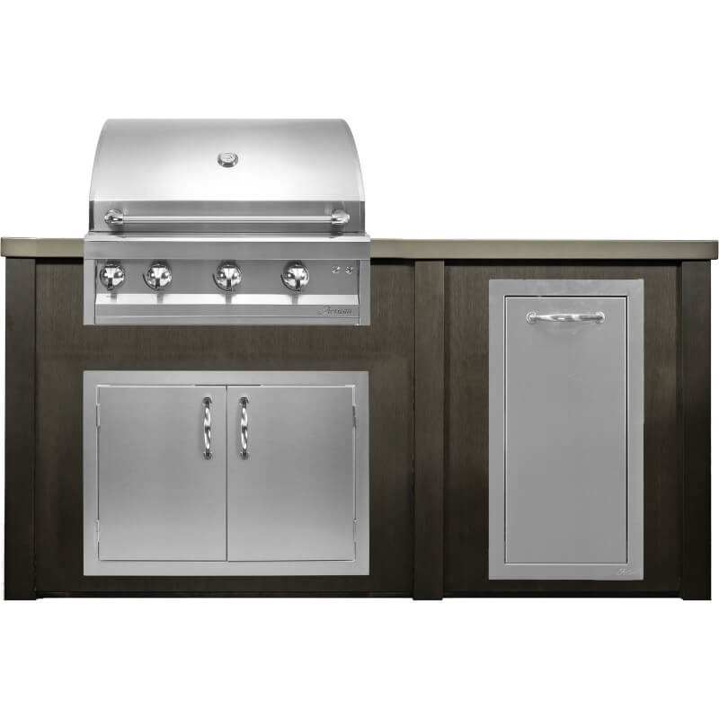 Haven 6 Ft. Outdoor Kitchen Island | Professional Grill, Double Door, Trash Drawer