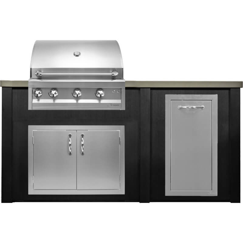 Haven 6 Ft. Outdoor Kitchen Island | Professional Grill, Double Door, & Trash Center