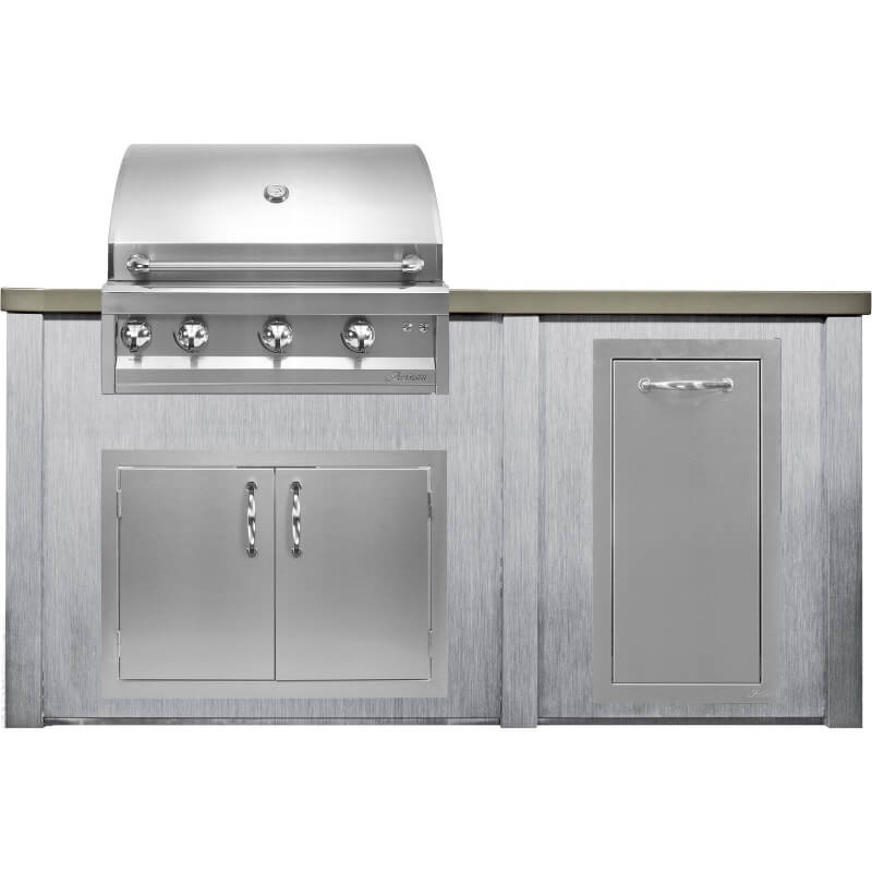 Haven 6 Ft. Outdoor Kitchen Island | Professional Grill, Double Door, Trash Drawer
