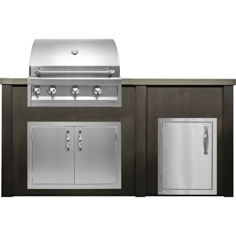 Haven 6 Ft. Outdoor Kitchen Island | Professional Grill, Double Door, Left Access Door