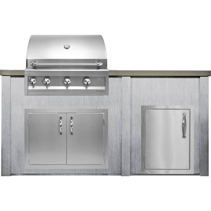 Haven 6 Ft. Outdoor Kitchen Island | Professional Grill, Double Door, Left Single Door