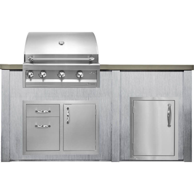 Haven 6 Ft. Outdoor Kitchen Island | Professional Grill, Combo, Left Single Door