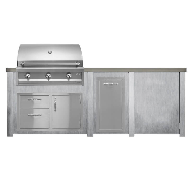 Haven 8 Ft. Outdoor Kitchen Island | Artisan Series 36" Grill, Combo, & Trash Drawer