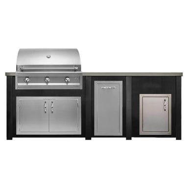 Haven 8 Ft. Outdoor Kitchen Island | Artisan Series 36" Grill,  Double Door, Trash Drawer, Left Hinged Access Door