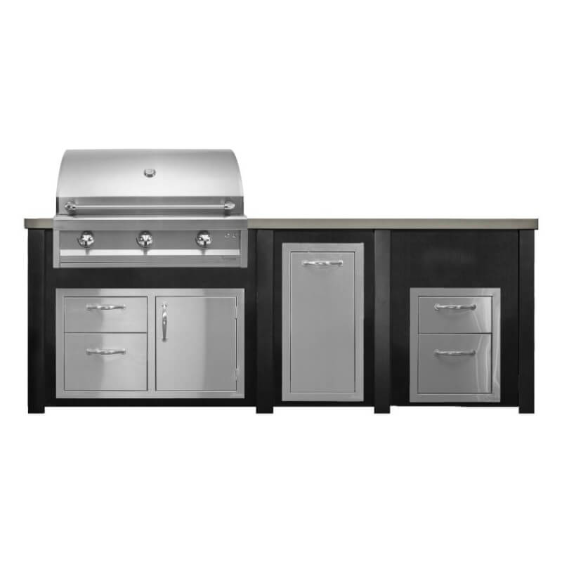 Haven 8 Ft. Outdoor Kitchen | Artisan Series 36" Grill, Combo, Double Drawer, & Trash Drawer