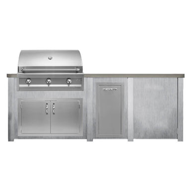 Haven 8 Ft. Outdoor Kitchen Island | Artisan Series 36" Grill, Double Door, & Trash Drawer