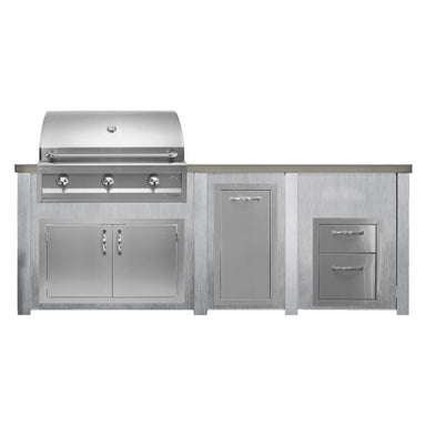 Haven 8 Ft. Outdoor Kitchen Island | Artisan Series 36" Grill, Double Door, Trash Drawer, Double Drawer