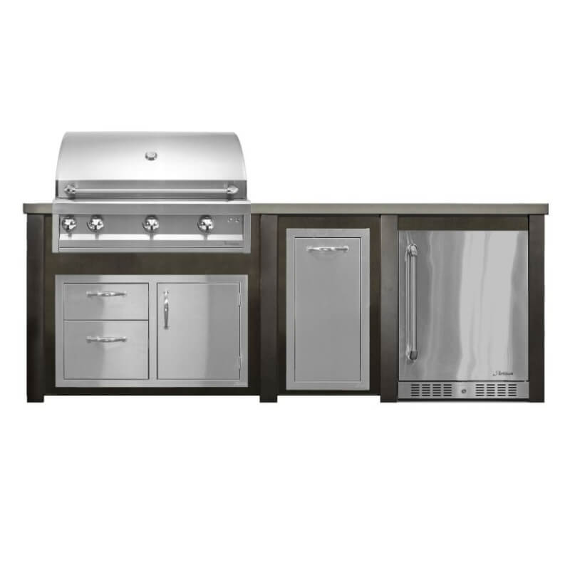 Haven 8 Ft. Outdoor Kitchen Island | Artisan Professional Grill & Combo & Right Side Fridge