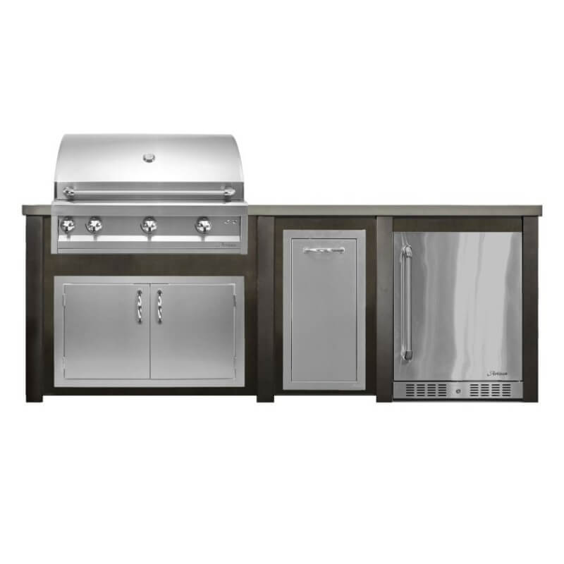 Haven 8 Ft. Outdoor Kitchen Island | Artisan Professional Grill & Double Door & Right Side Fridge