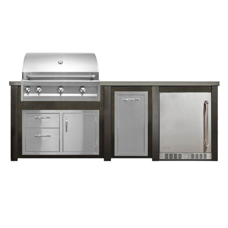 Haven 8 Ft. Outdoor Kitchen Island | Artisan Professional Grill & Combo & Left Side Fridge