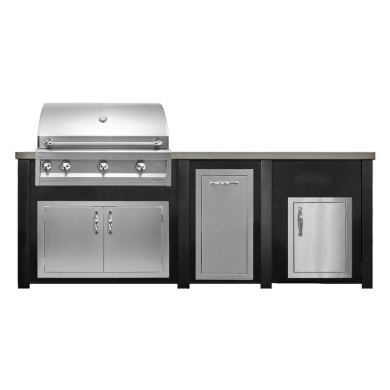 Haven 8 Ft. Outdoor Kitchen Island | Professional Grill, Double Door, Trash Drawer, Right Hinged Access Door