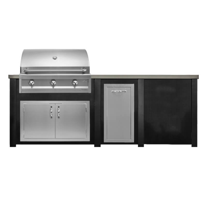 Haven 8 Ft. Outdoor Kitchen Island | American Eagle Grill, Trash Drawer, & Double Door