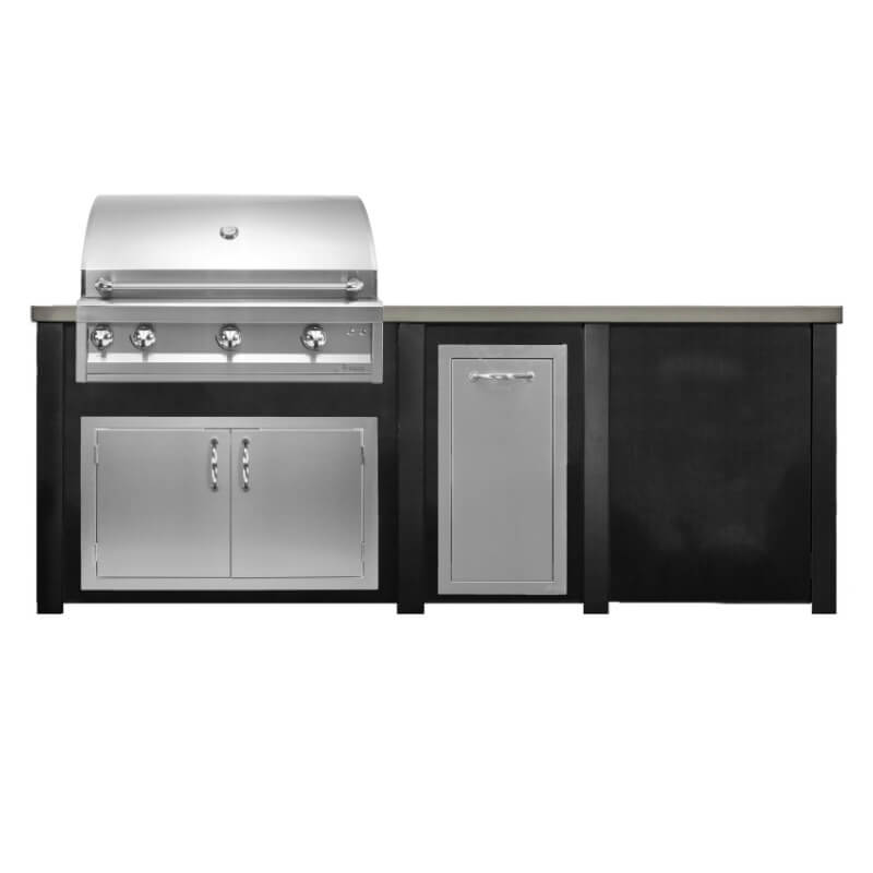 Haven 8 Ft. Outdoor Kitchen Island | Professional Grill, Trash Drawer, & Double Door