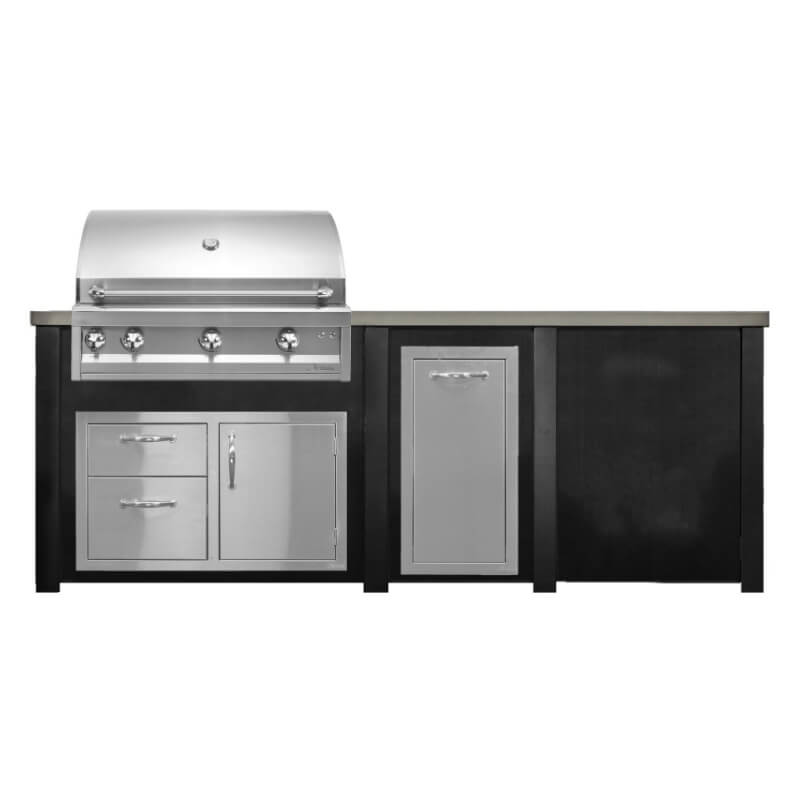 Haven 8 Ft. Outdoor Kitchen Island | Professional Grill, Trash Drawer, & Combo