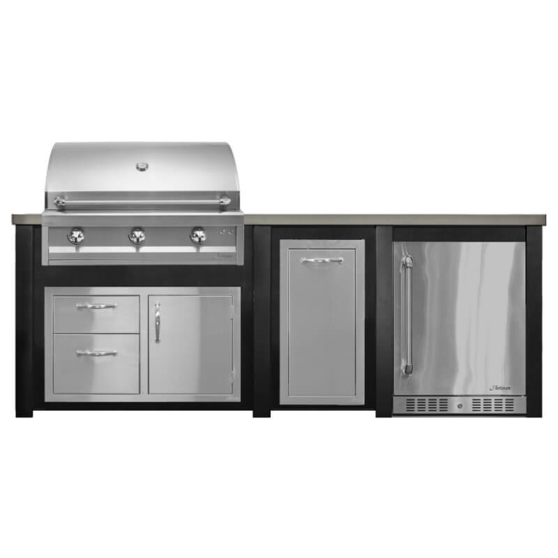 Haven 8 Ft. Outdoor Kitchen Island | Artisan American Eagle Grill & Combo & Right Side Refrigerator