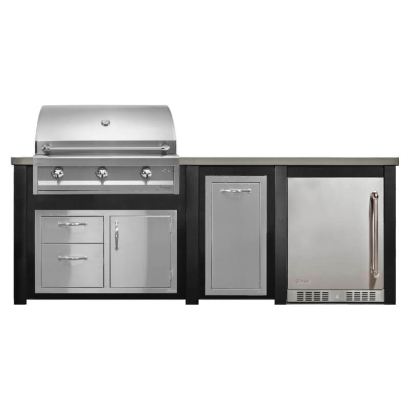 Haven 8 Ft. Outdoor Kitchen Island | Artisan American Eagle Grill & Combo & Left Side Refrigerator