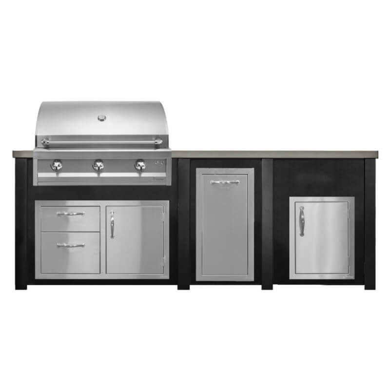 Haven 8 Ft. Outdoor Kitchen Island | American Eagle Grill, Combo, Trash Drawer, Left Hinged Access Door