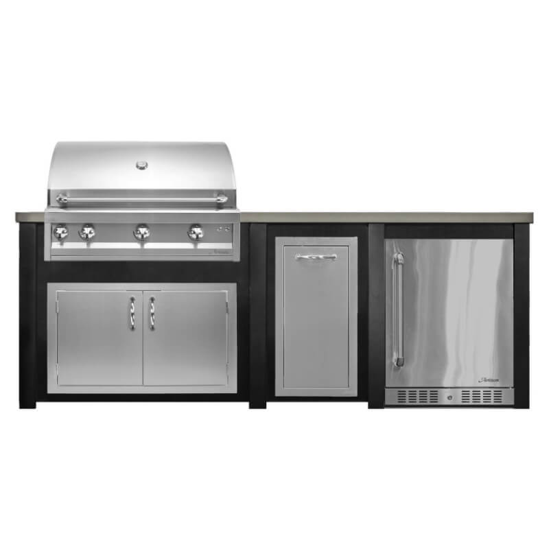 Haven 8 Ft. Outdoor Kitchen Island | Artisan Professional Grill & Double Door & Right Side Refrigerator