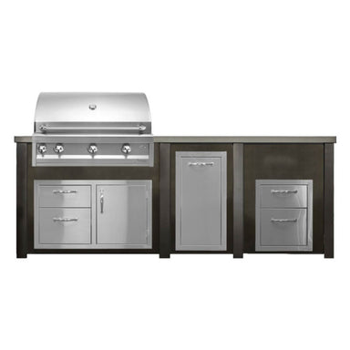 Haven 8 Ft. Outdoor Kitchen Island | Professional Grill, Combo, Trash Drawer, Double Drawer