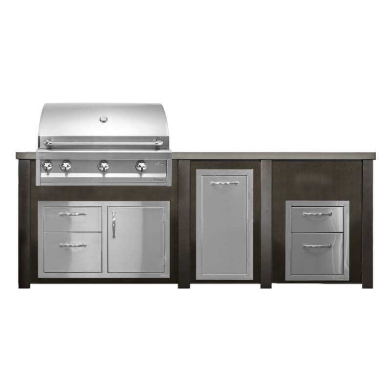 Haven 8 Ft. Outdoor Kitchen Island | Professional Grill, Combo, Trash Drawer, Double Drawer