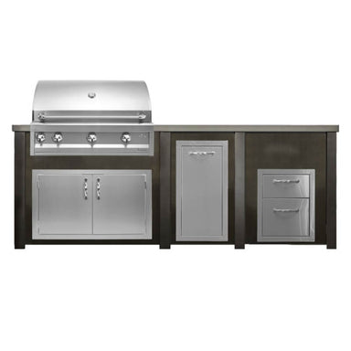 Haven 8 Ft. Outdoor Kitchen Island | Professional Grill, Double Door, Trash Drawer, Double Drawer