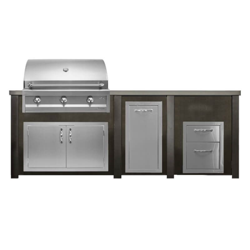 Haven 8 Ft. Outdoor Kitchen Island | American Eagle Grill, Double Door, Trash Drawer, Double Drawer