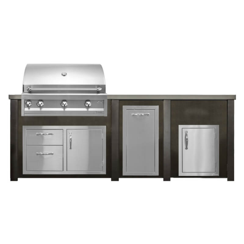 Haven 8 Ft. Outdoor Kitchen Island | Professional Grill, Combo, Trash Drawer, Right Access Door