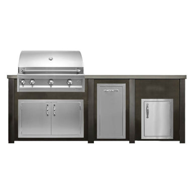 Haven 8 Ft. Outdoor Kitchen Island | Professional Grill, Double Door, Trash Drawer, Right Access Door