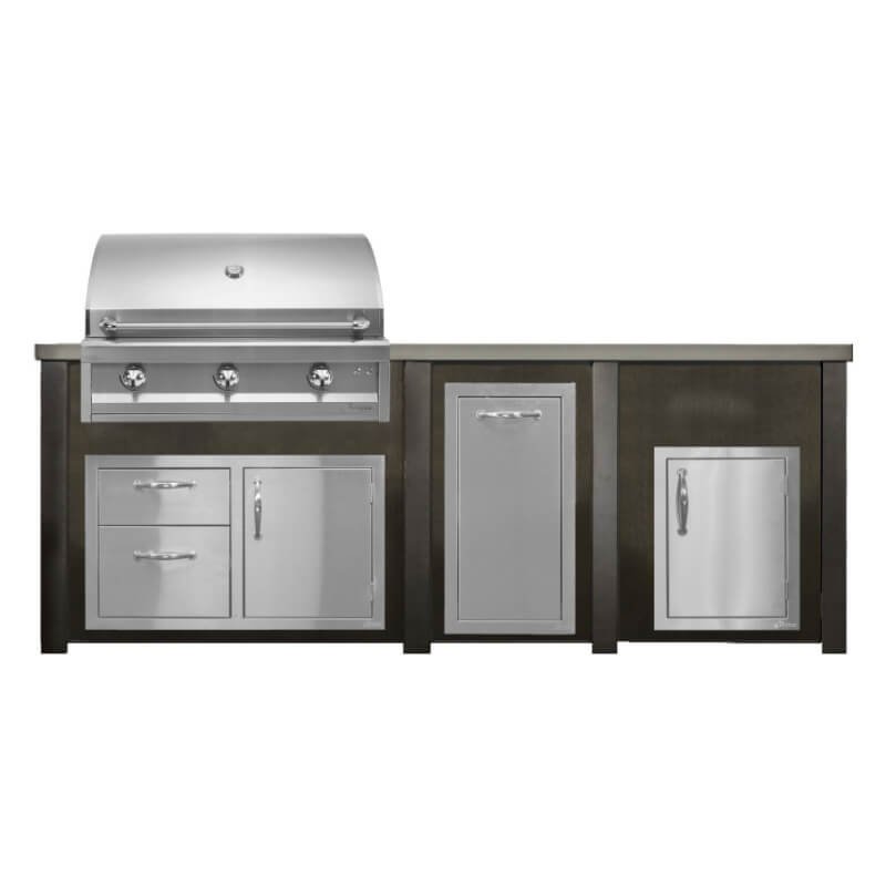 Haven 8 Ft. Outdoor Kitchen Island | Artisan Series 36" Grill, Combo, Trash Drawer, Right Access Door