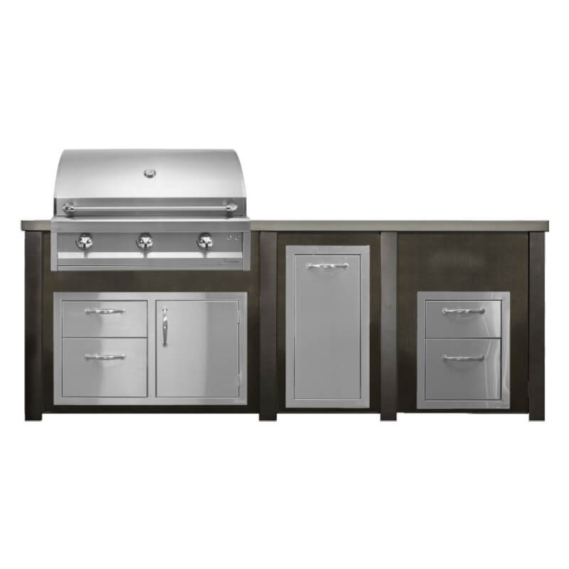 Haven 8 Ft. Outdoor Kitchen Island | American Eagle Grill, Combo, Trash Drawer, Double Drawer