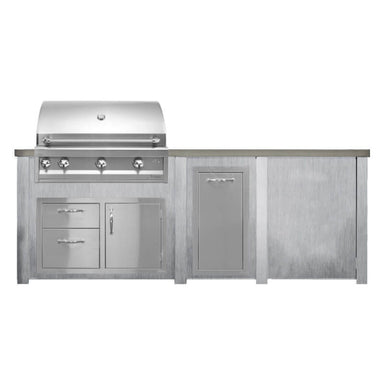 Haven 8 Ft. Outdoor Kitchen Island | Professional Grill, Combo, & Trash Drawer