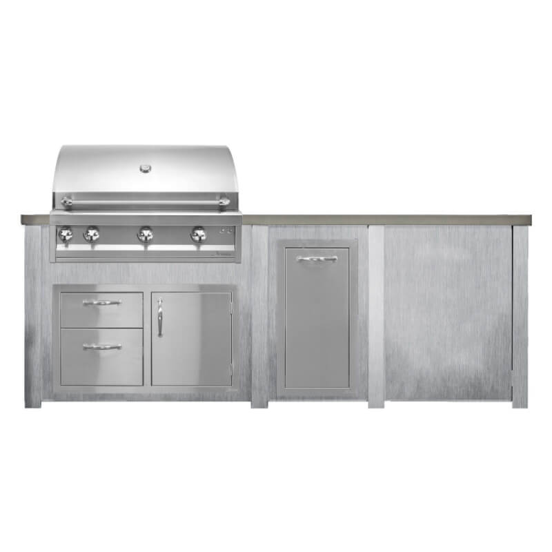 Haven 8 Ft. Outdoor Kitchen Island | Professional Grill, Combo, & Trash Drawer