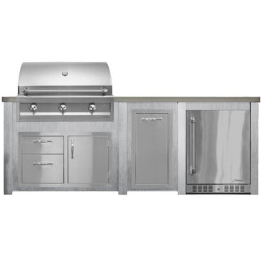 Haven 8 Ft. Outdoor Kitchen Island | American Eagle Grill & Combo & Right Side Fridge