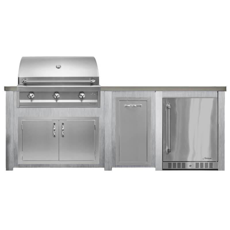 Haven 8 Ft. Outdoor Kitchen Island | American Eagle Grill & Double Door & Right Side Fridge