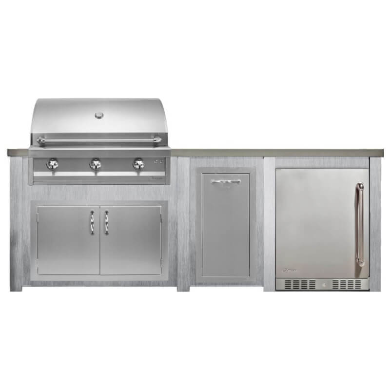 Haven 8 Ft. Outdoor Kitchen Island | American Eagle Grill & Double Door & Left Side Fridge