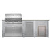 Haven 8 Ft. Outdoor Kitchen Island American Eagle Grill, Double Door, Trash Drawer, Left Single Door